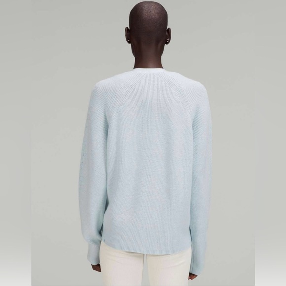 Lululemon Merino Wool Blend Ribbed Button Front Cardigan Blue Size 10 - Picture 8 of 8